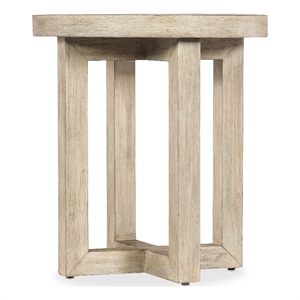 Bowery Hill Round Acacia Modern Side Table in Light Natural Wood