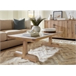Bowery Hill Rectangle Cocktail Table with Marble Top in Natural Wood