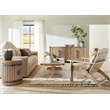 Bowery Hill Rectangle Cocktail Table with Marble Top in Natural Wood