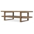 Bowery Hill Rectangle Cocktail Table with Glass and Cane in Brown