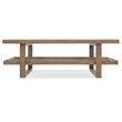 Bowery Hill Rectangle Cocktail Table with Glass and Cane in Brown
