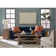 Bowery Hill Rectangle Cocktail Table with Glass and Cane in Brown