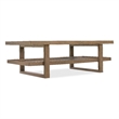 Bowery Hill Rectangle Cocktail Table with Glass and Cane in Brown