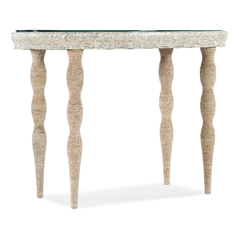 Bowery Hill Oval Writing Desk with Painted Glass Top in White Wood