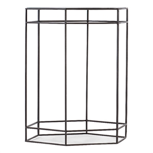 Bowery Hill Hexagonal Glass Accent Table in Earthy Brown Finish