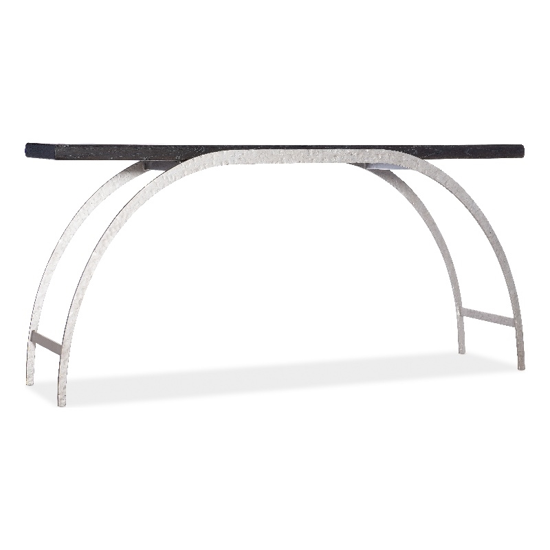 Bowery Hill Metal and Wood Console with Arched Base in Black
