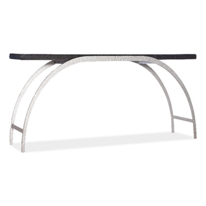 Bowery Hill Metal and Wood Console with Arched Base in Black
