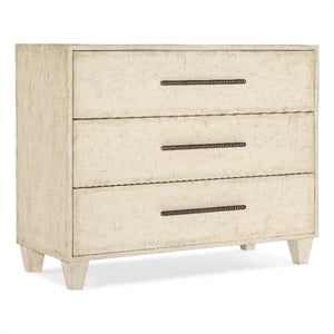 Bowery Hill 3-Drawer Bedroom Chest in Textured Cream White Finish