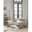 Bowery Hill Two-Tone Cocktail Table with Silver Base in Brown Wood