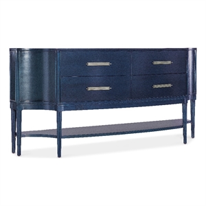 Bowery Hill Serpentine 4-Drawer Credenza in Rich Dark Blue Finish
