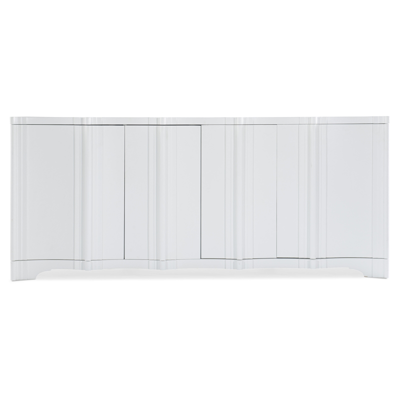 Bowery Hill Four-Door Entertainment Console in White Wood Finish