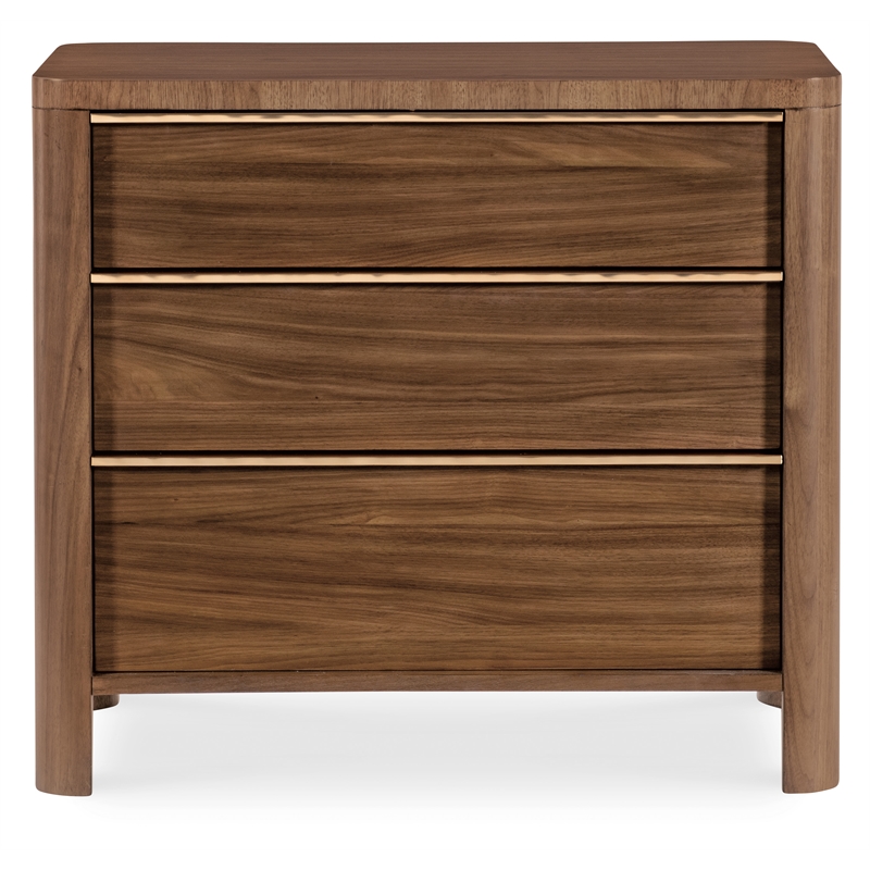 Bowery Hill 3-Drawer Nightstand with Charging Station in Medium Wood