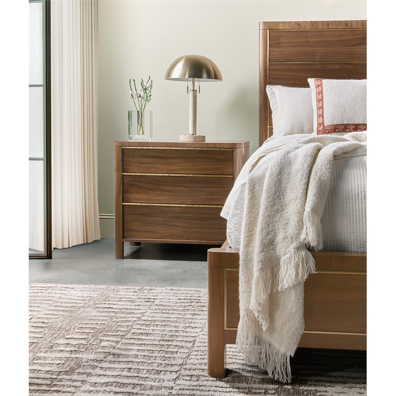 Bowery Hill 3-Drawer Nightstand with Charging Station in Medium Wood