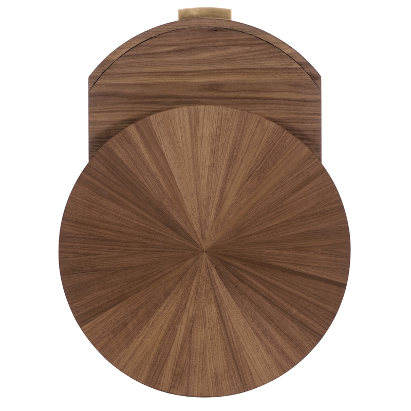 Bowery Hill Round Nightstand with Touch-Latch Doors in Medium Wood