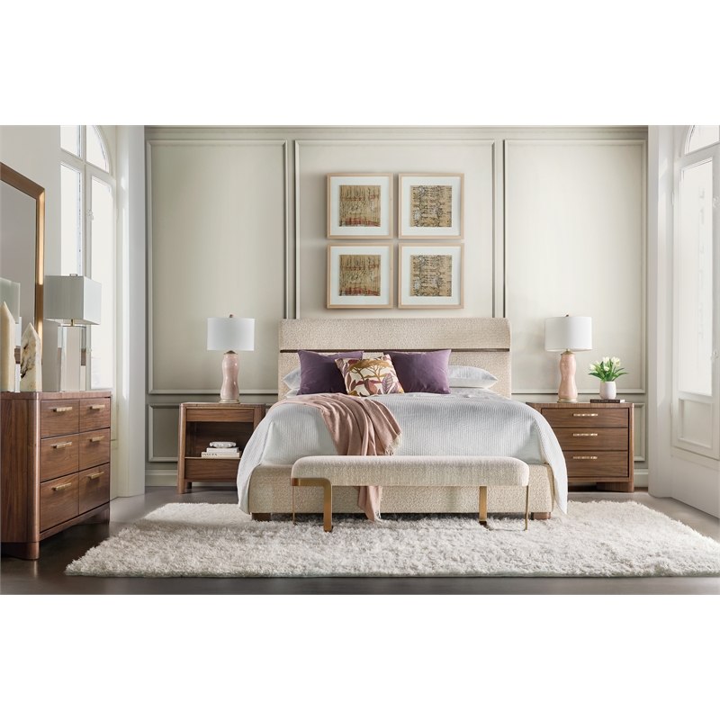 Bowery Hill 2-Drawer Nightstand with Charging Station in Medium Wood