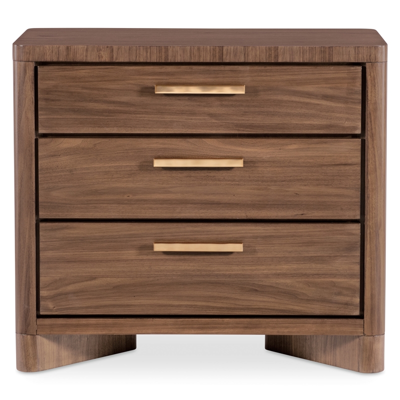 Bowery Hill 3-Drawer Nightstand with Dual-Outlet Charging in Medium Wood