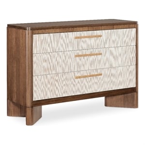 Bowery Hill 3-Drawer Chest with Grasscloth Fronts in Medium Wood