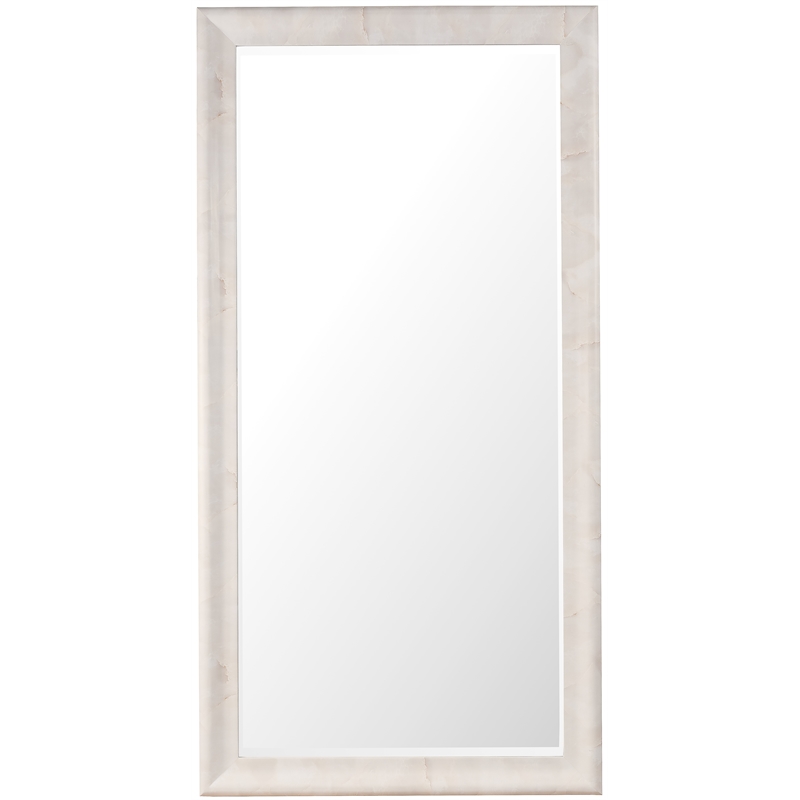 Bowery Hill Faux Onyx Frame Floor Mirror in Cream Resin Finish