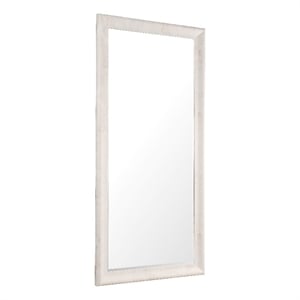 Bowery Hill Faux Onyx Frame Floor Mirror in Cream Resin Finish