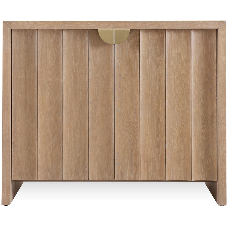 Bowery Hill Scalloped-Door Accent Cabinet in Light Brown Wood