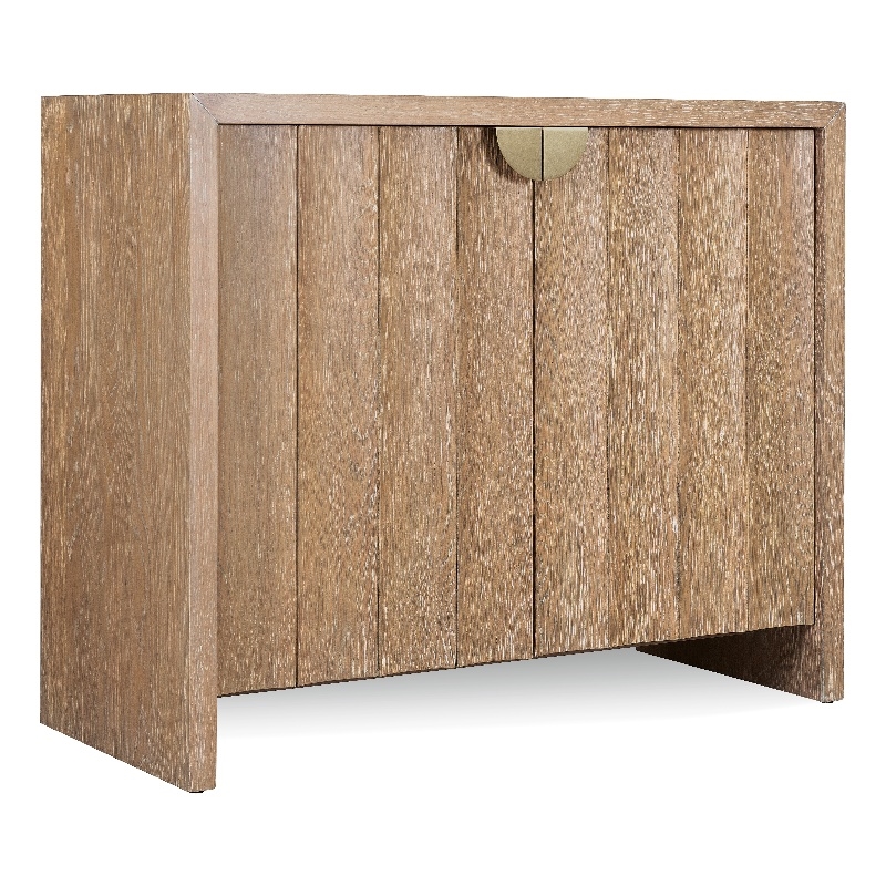 Bowery Hill Scalloped-Door Accent Cabinet in Light Brown Wood