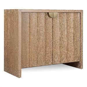Bowery Hill Scalloped-Door Accent Cabinet in Light Brown Wood
