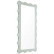 Bowery Hill Scalloped Leaner Mirror with Raffia Frame in Blue