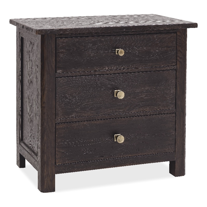 Bowery Hill 3-Drawer Nightstand with USB Charging in Black Wood