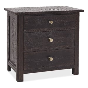 Bowery Hill 3-Drawer Nightstand with USB Charging in Black Wood
