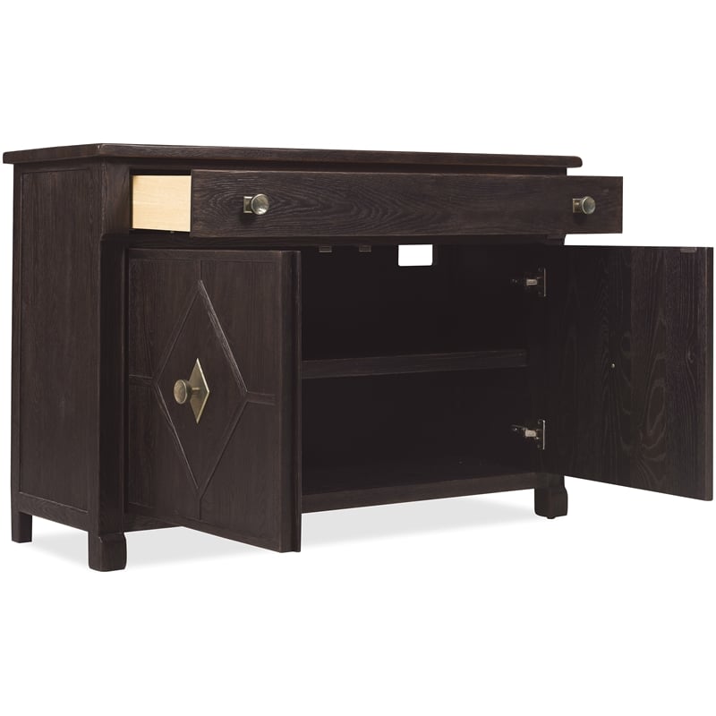 Bowery Hill 2-Door Hall Chest with Diamond Doors in Black Wood