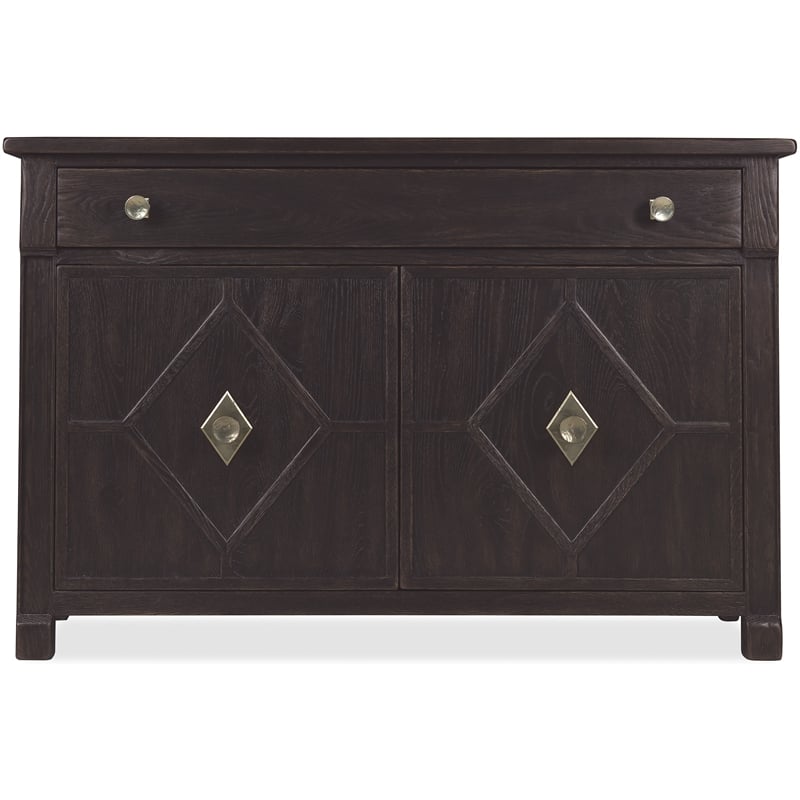 Bowery Hill 2-Door Hall Chest with Diamond Doors in Black Wood