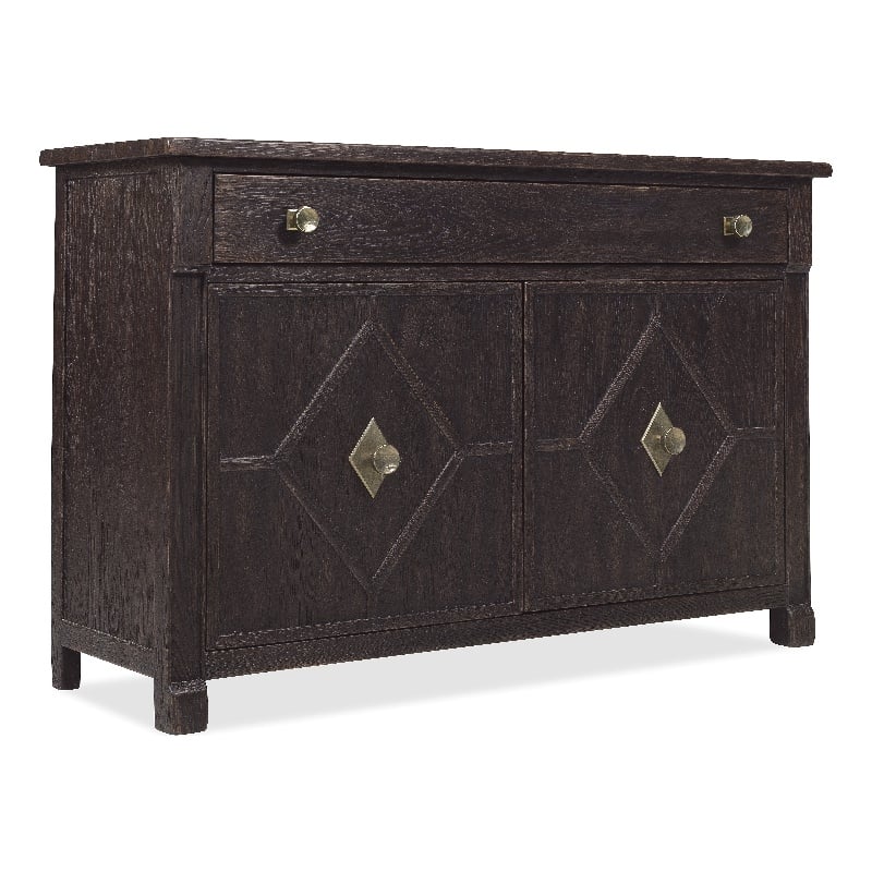 Bowery Hill 2-Door Hall Chest with Diamond Doors in Black Wood