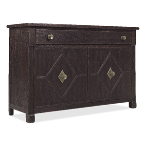 Bowery Hill 2-Door Hall Chest with Diamond Doors in Black Wood
