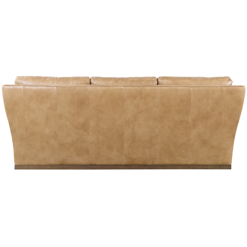Bowery Hill Three-Cushion Stationary Sofa in Genuine Brown Leather