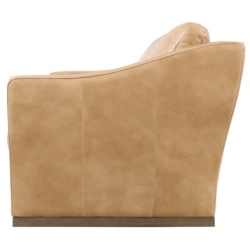 Bowery Hill Three-Cushion Stationary Sofa in Genuine Brown Leather