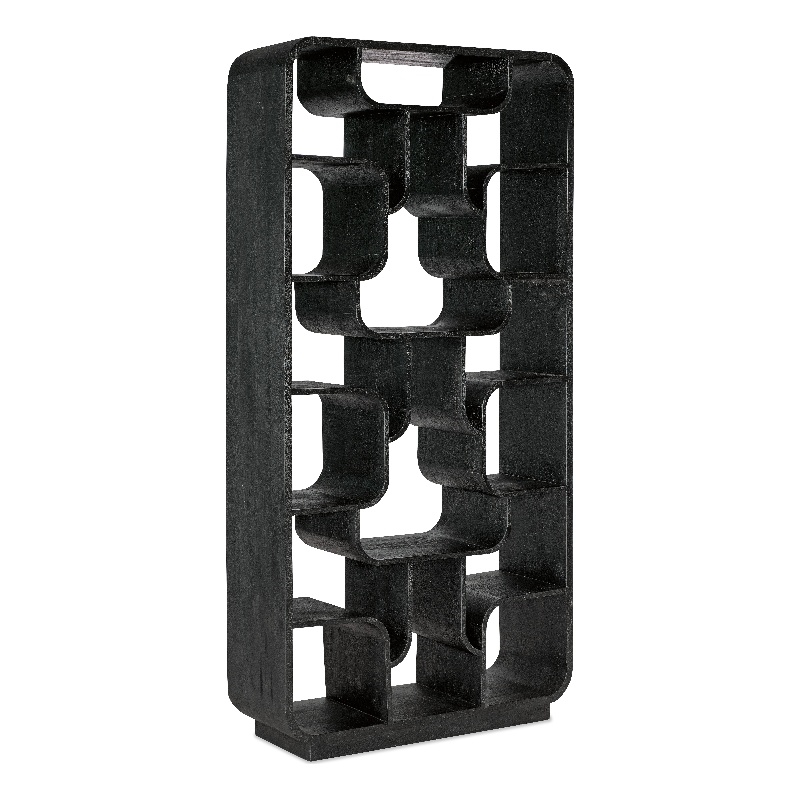 Bowery Hill Tall Etagere with Sixteen Open Shelves in Black Wood