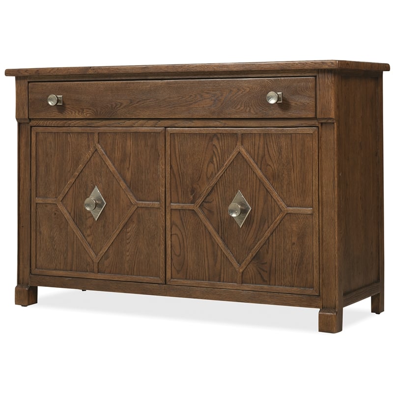 Bowery Hill 2-Door Hall Chest with Diamond Doors in Brown Wood
