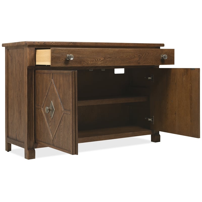 Bowery Hill 2-Door Hall Chest with Diamond Doors in Brown Wood