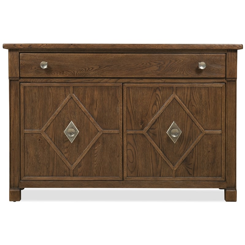 Bowery Hill 2-Door Hall Chest with Diamond Doors in Brown Wood