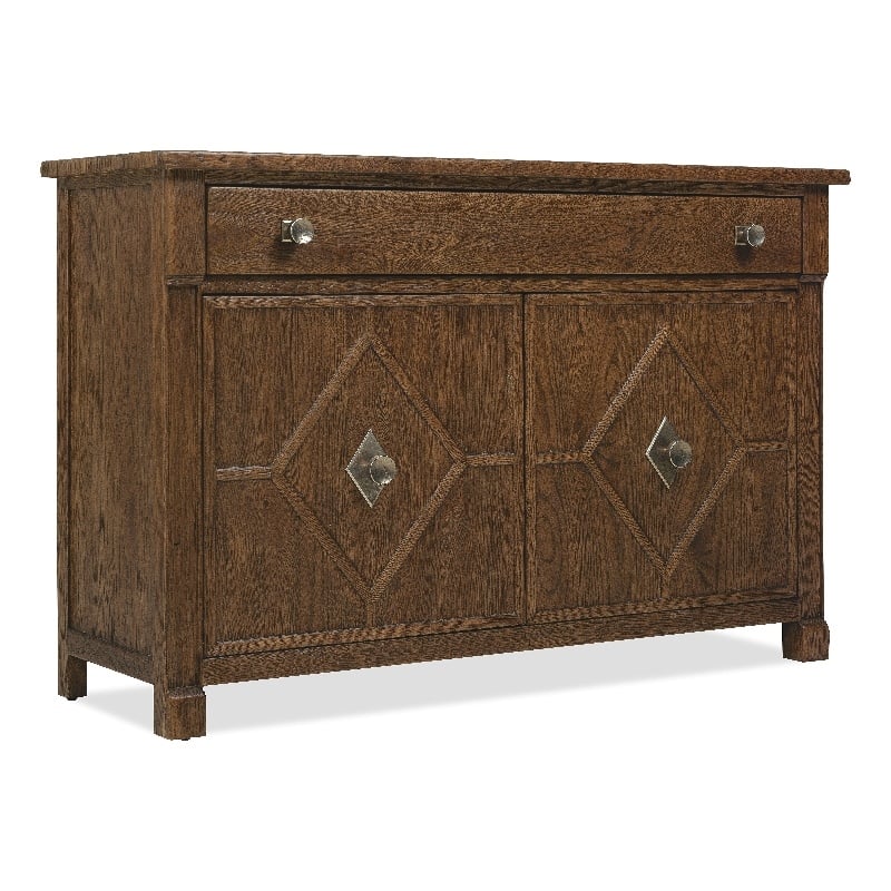 Bowery Hill 2-Door Hall Chest with Diamond Doors in Brown Wood