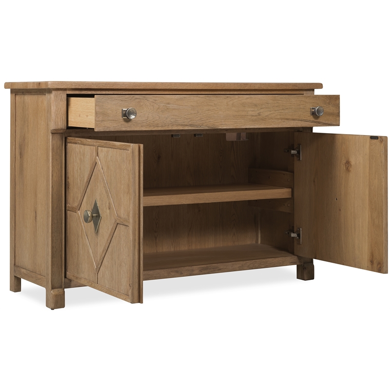 Bowery Hill 2-Door Hall Chest with Diamond Doors in Light Brown