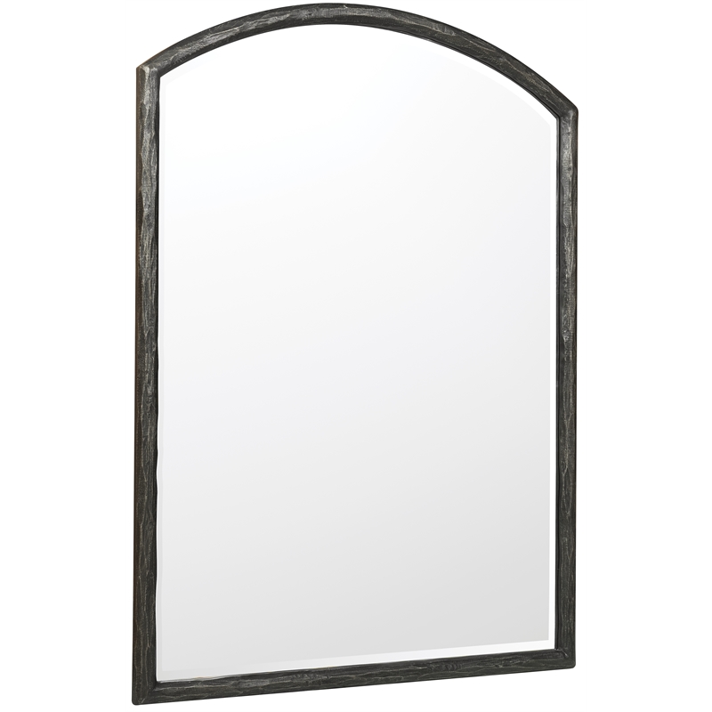 Bowery Hill Vertical Wall Mirror with Metal Frame in Gray Wood