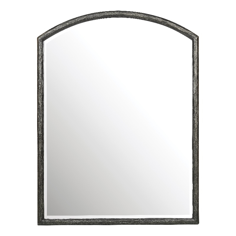 Bowery Hill Vertical Wall Mirror with Metal Frame in Gray Wood