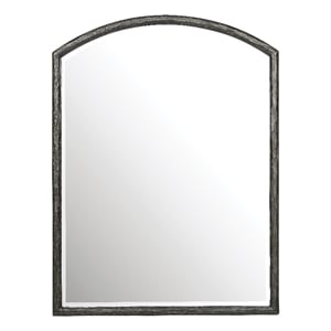 Bowery Hill Vertical Wall Mirror with Metal Frame in Gray Wood