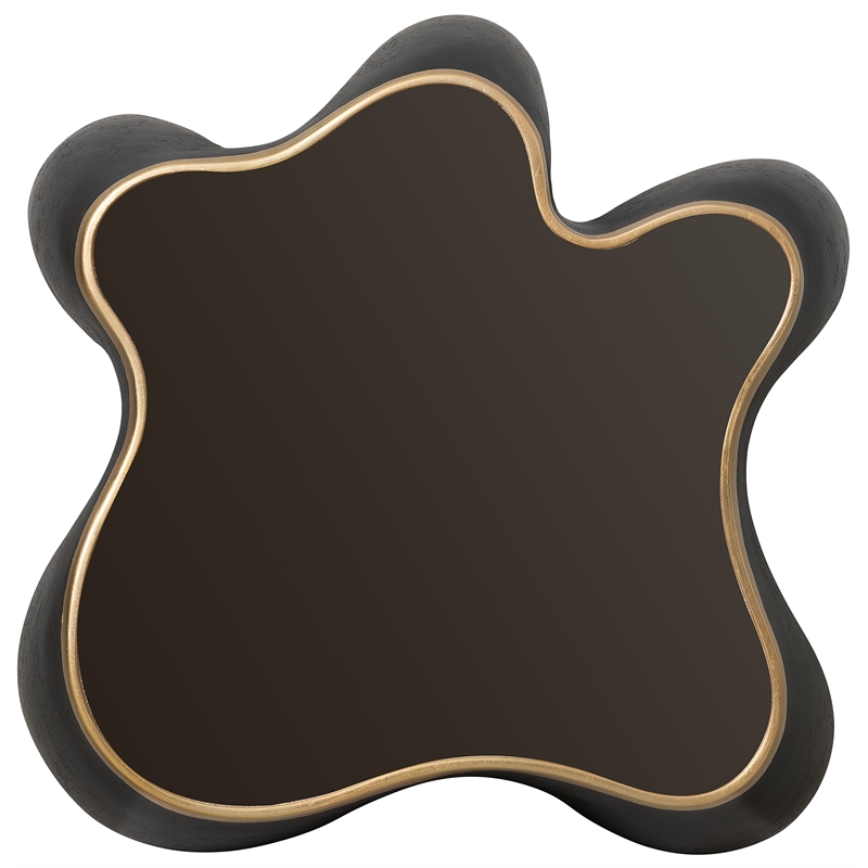 Bowery Hill Sculptural Gold-Top End Table in Black Resin Finish