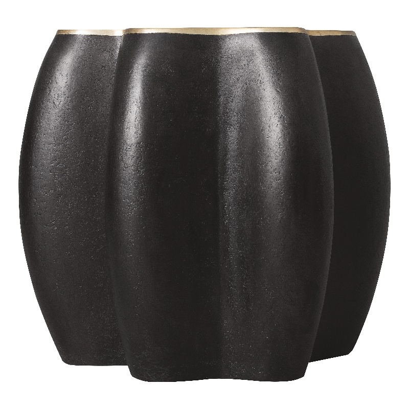 Bowery Hill Sculptural Gold-Top End Table in Black Resin Finish