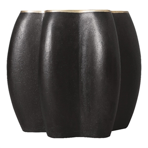 Bowery Hill Sculptural Gold-Top End Table in Black Resin Finish