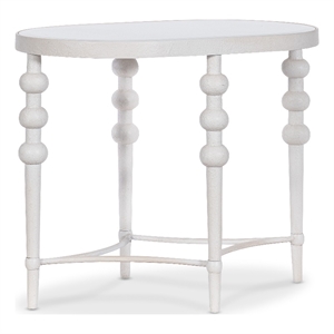Bowery Hill Oval End Table with Beveled Glass in Cream Resin