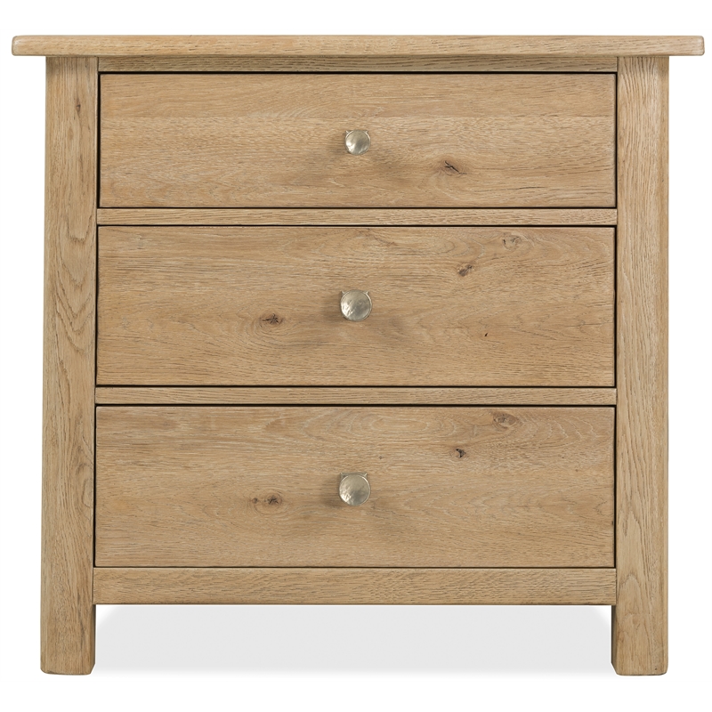 Bowery Hill 3-Drawer Nightstand with USB Charging in Light Brown