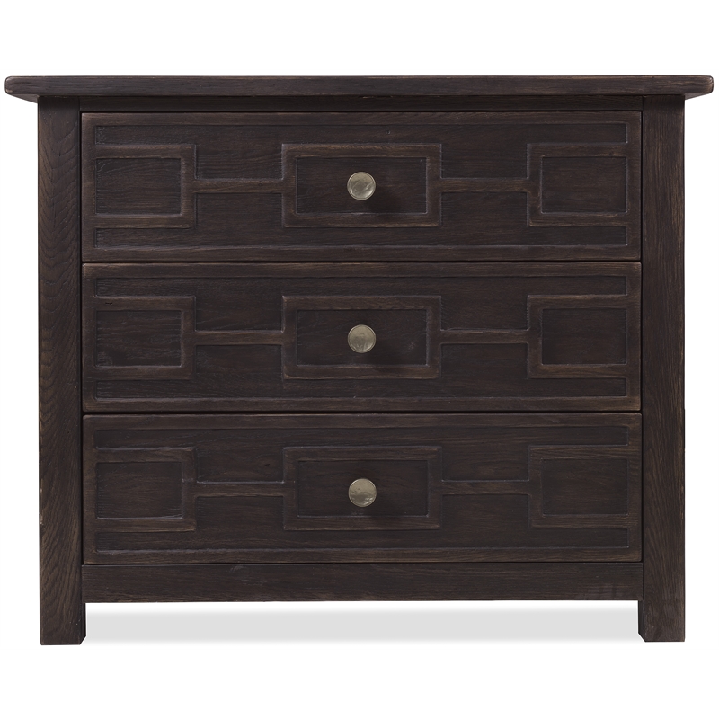 Bowery Hill 3-Drawer Bachelor's Chest with Geometric Fronts in Black Wood